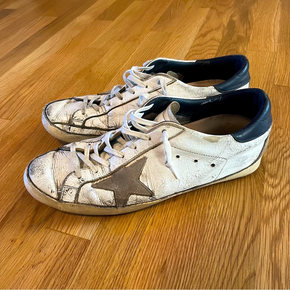 Golden Goose Super-Star Men’s Sneakers | 43 EU | 10 US | Blue & White